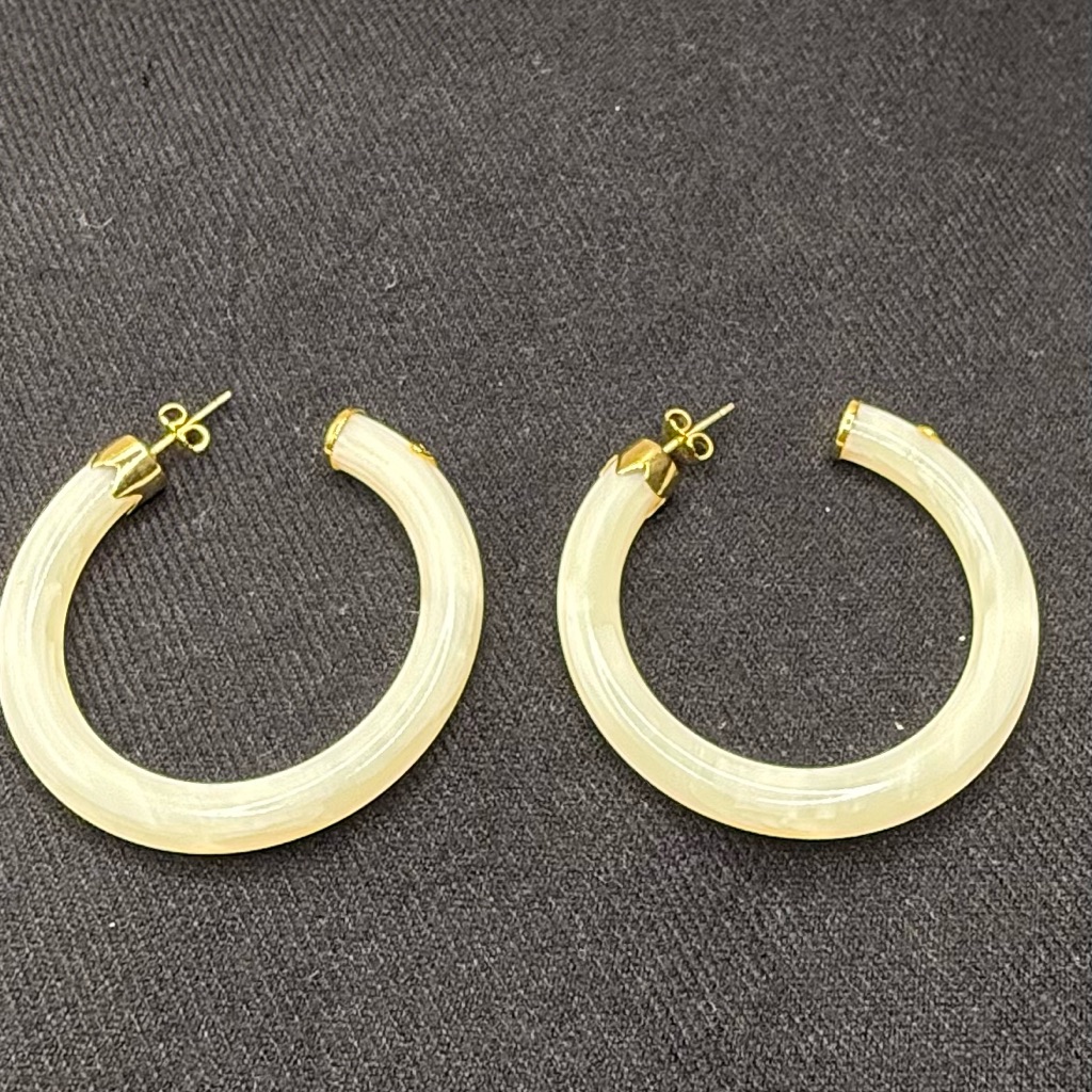 Gas Bijoux Gold And Cream Hoop Earrings